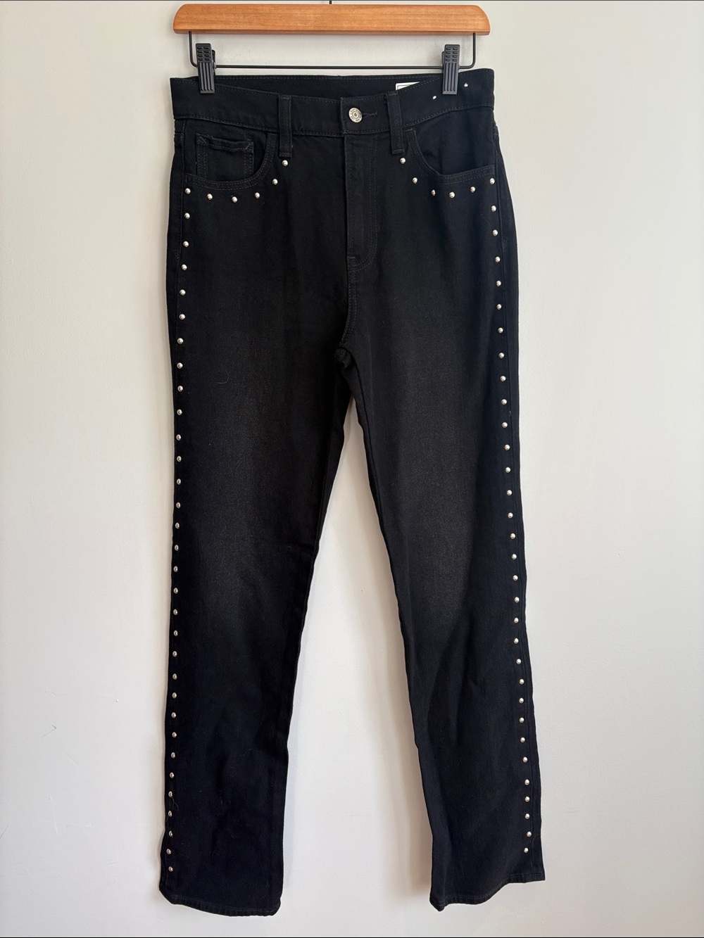GAP 90s Straight High Rise Black Studded Jeans Size 26
